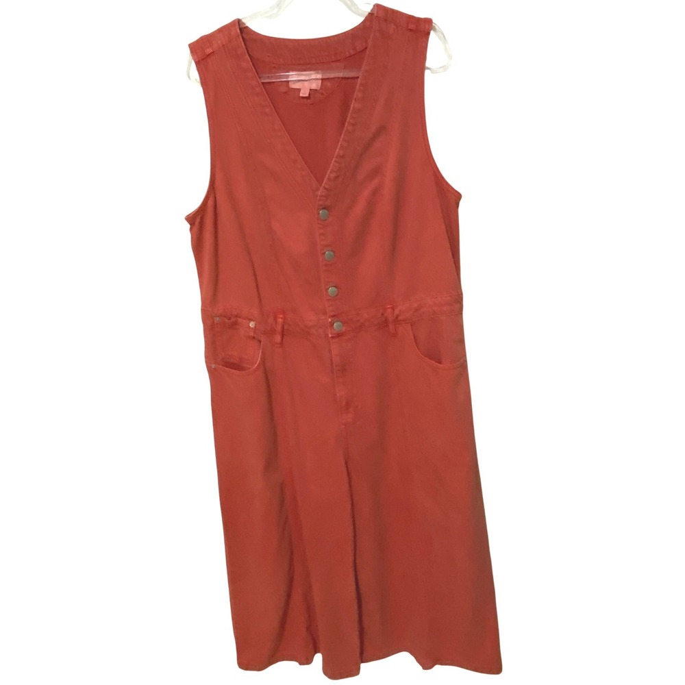 Juniors Womens Jumpsuit Terracotta Denim 70s Retro Artsy Eclectic Creative Sz 17